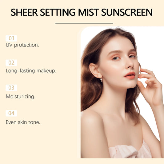 Spf 50+ Makeup Setting Spray Oil Control Natural Refreshing Waterproof Lasting Makeup Fixer Sun Protection Face Mist Cosmetics