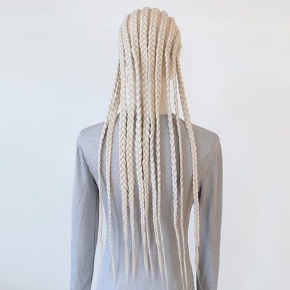 Black Braided Wigs Synthetic Full Lace Wig Glueless Full Lace Synthetic Wig Heat Resistant Fiber Wig for Women Daily Wear