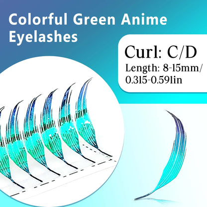 CoMango Christmas Color Fashion Glamorous Green Golden Spire Eyelash Extension Glitter Tinsel Lash Holographic Manga False Lash