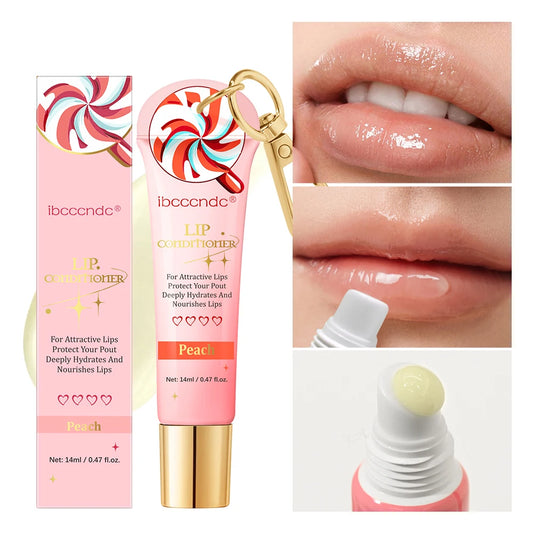 Lip Glosses Set Lip Gloss Combo with Keychain Peach Fragrance Moisturizing Plumping Lip Makeup Christmas Present