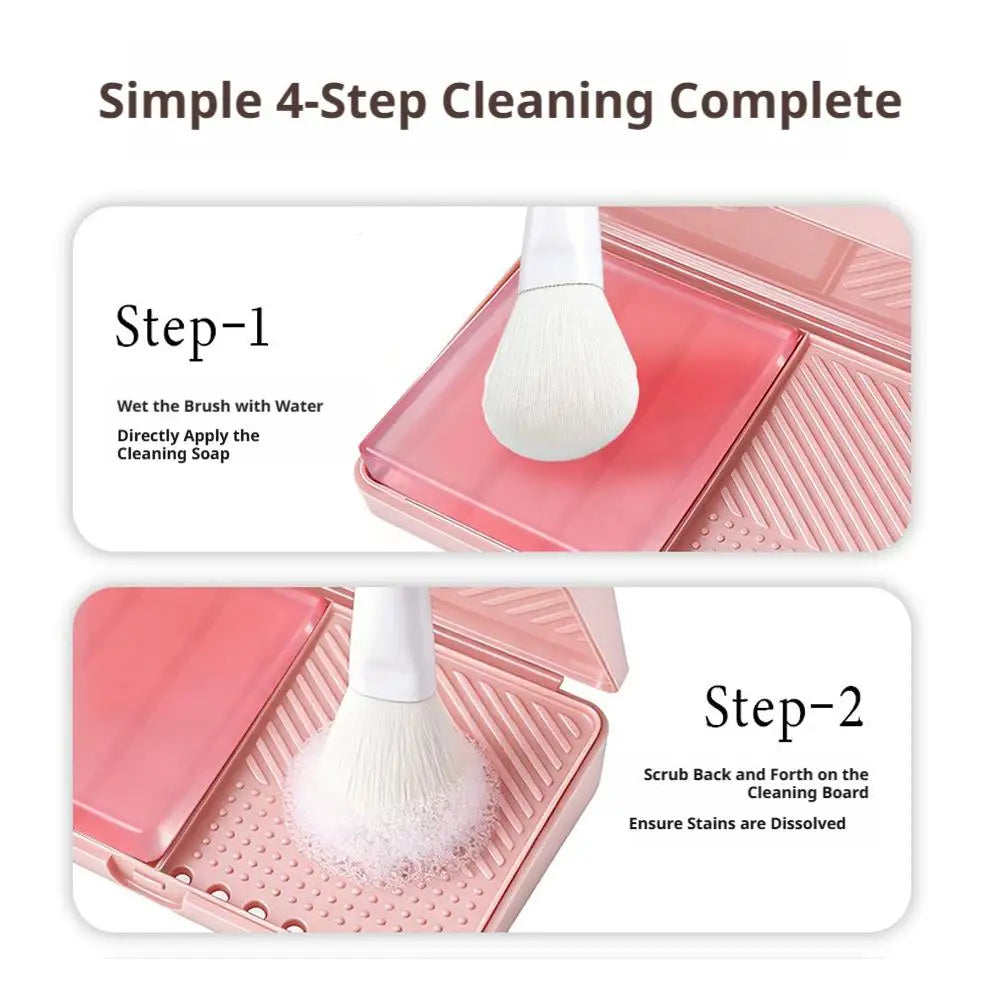 Makeup Brush Cleaning Soap Box Portable Mini Washboard Makeup Brush Cleaner With Soap For Easy Cleaning Brushes Washing Tools