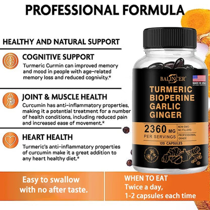 Curcumin Inflammation Support Black Pepper for Maximum Absorption, Natural Premium Joint Flexibility and Muscle Health Support