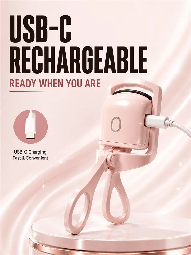 Electric Eyelash Curler Natural Curly Lash Curling Makeup Tool Hand‑Held Cosmetic Accessory for Daily Eye Makeup