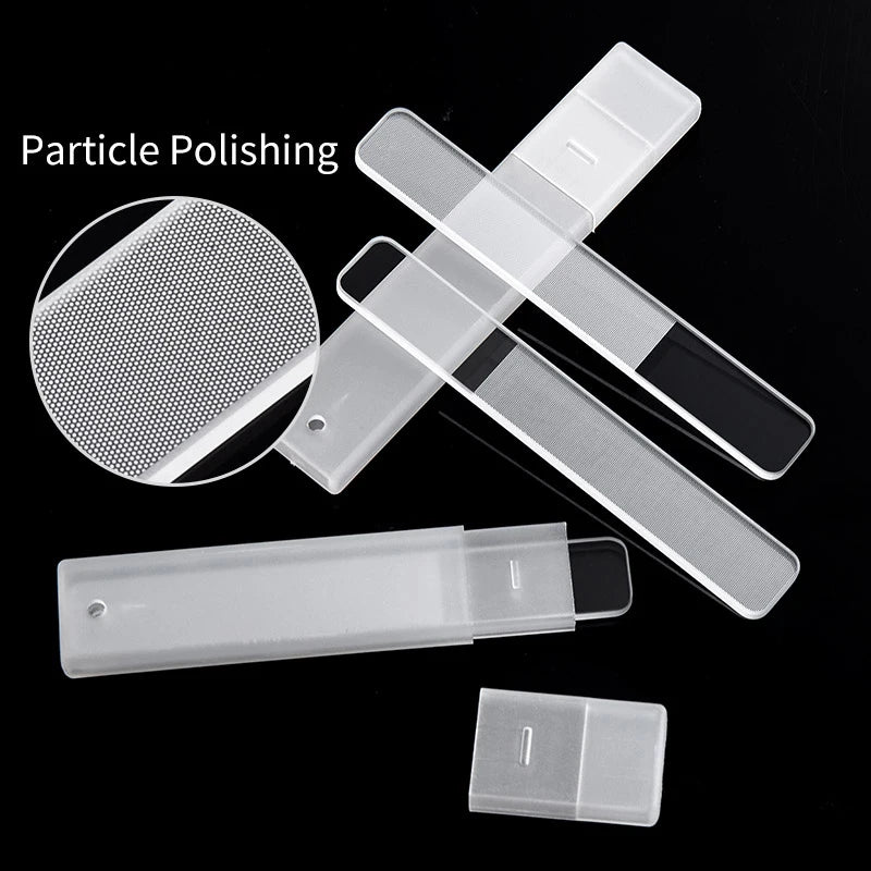 Clear Glass Nail File Buffing Grit Sanding Polishing Grinding Manicure Nail Art Tools Set Professional Glass Nano Nail Saw
