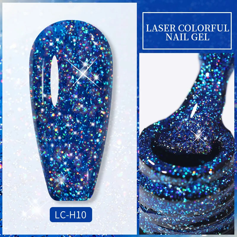 LILYCUTE 7ML Champagne Gold Reflective Glitter Gel Nail Polish Superflash Colorful Sparkling Effect For Manicure Nail Art UV Gel