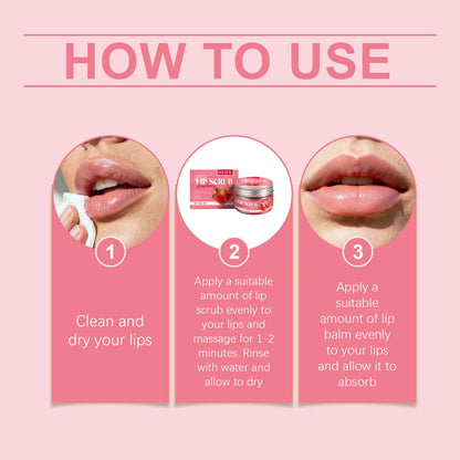 Strawberry Lip Scrub Exfoliating Preventing Drying Cracking Improve Dullness Remove Dead Skin Moisturizing Brightening Lip Care