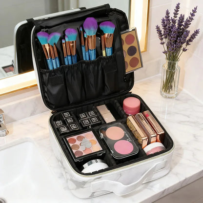 New PU Leather Cosmetic Bag For Women Professional Makeup Case Travel Toiletry Makeup Bag Beauty Nail ToolBox Make Up Handbag