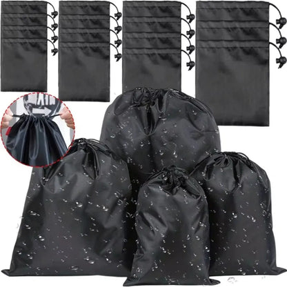 New Drawst Closure Drawstring Storage Pouch Portable Nylon Drawstring Bags Waterproof Black Makeup Bags Travel Storage