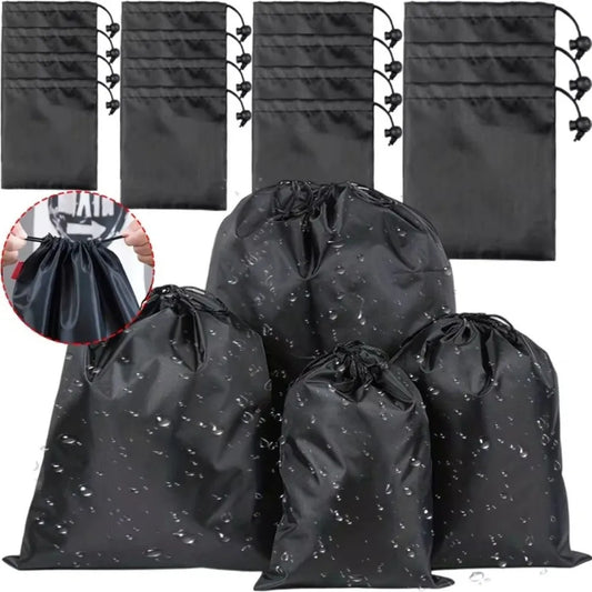New Drawst Closure Drawstring Storage Pouch Portable Nylon Drawstring Bags Waterproof Black Makeup Bags Travel Storage