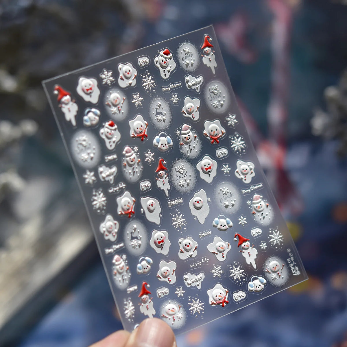 White Snowflake Red Bowknot Nail Art Sticker Adhesive High Quality Winter DIY Nail Art Decal Foil Decoration