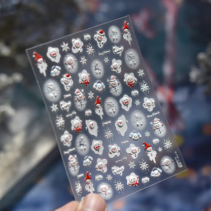 White Snowflake Red Bowknot Nail Art Sticker Adhesive High Quality Winter DIY Nail Art Decal Foil Decoration