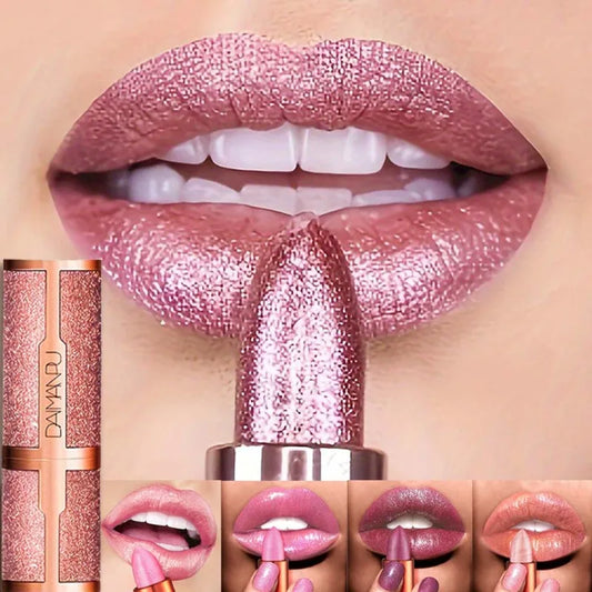 Rose Smoke Powder Lipstick Pearlescent Glitter Bright Starry Sky Glossy Diamond Velvet Lipstick Waterproof Durable Women Makeup