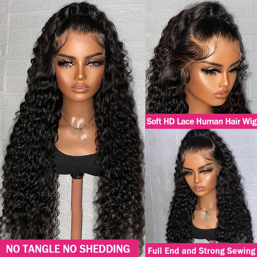 30 Inch Water Wave Curly Lace Frontal Wigs 13x6 HD Deep Wave Lace Frontal Wig 13x4 Lace Human Hair Wigs For Women On Sale