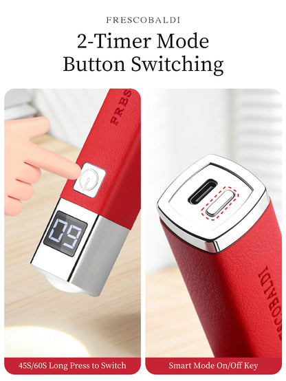 1Pc Red Mini Rechargeable UV LED Nail Lamp For Gel Nails，Quick Dry Nail Phototherapy Machine UV LEDs Gel Polish Nail Dryer Lamp