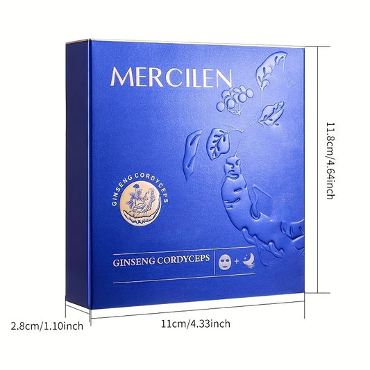Mercilen Ginseng Cordyceps Collagen Luxurious Nourishing and Firming Mask 4Gx20 Packs, Deeply Moisturizes and Firms the Skin, Deeply Cleanses and Brightens Even Skin Tone, Makes Skin Look Younger, Suitable for All Skin Types