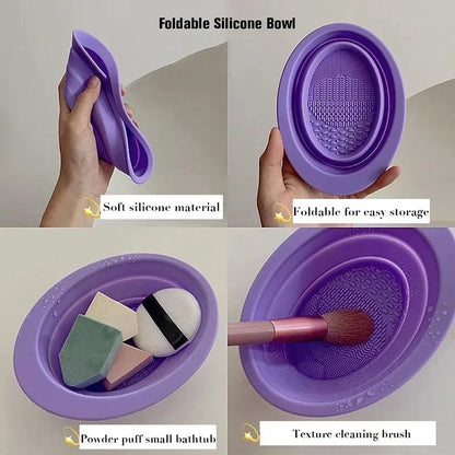 Silicone Makeup Brush Cleaner Bowl Foldable Cleaning Mat Cosmetic Foundation Eyeshadow Powder Brushes Cleaner Tools For Makeup
