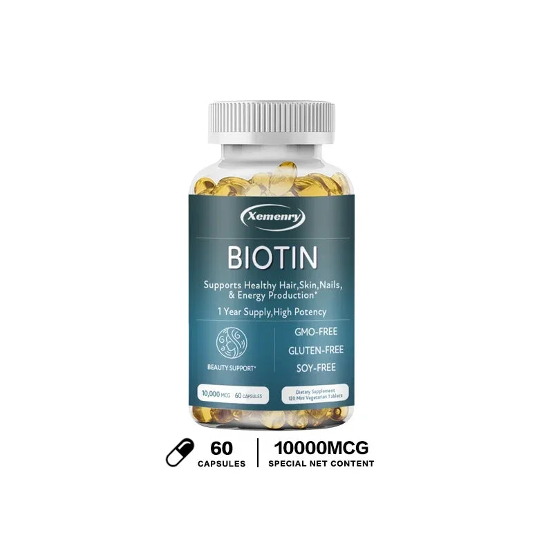 Biotin Capsule Supplement 10000 Mg - Beautiful Hair, Skin and Nails, Dietary Supplement