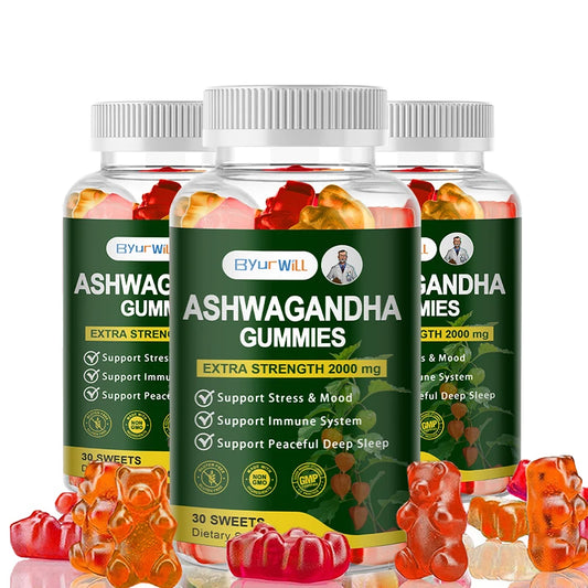2000mg Pure Ashwagandha Root Extract Gummies for Natural Mood, Stress, Focus, Sleep Health Support Active Brain