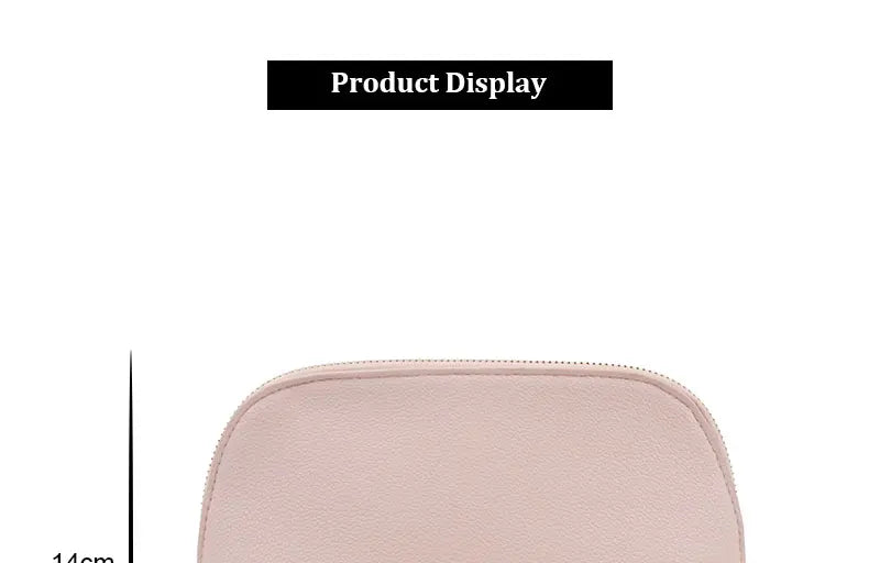 Customized Letters PU Leather Cosmetic Storage Bag Classic Simple Atmosphere Solid Color Make Up Bag Advanced Zipper Wash Bag