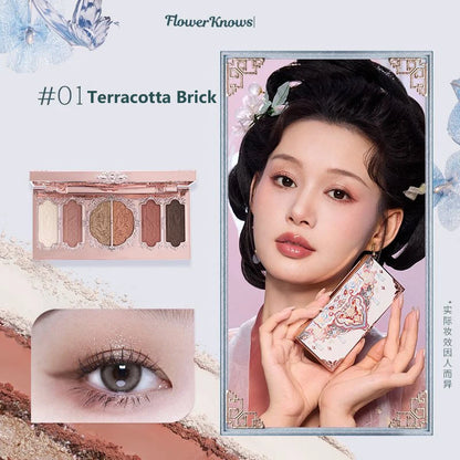 Flower Knows Makeup Butterfly Cloud Collar Collection Embossed 6 Color Eyeshadow Palette Long Lasting Waterproof Gliter For Eyes