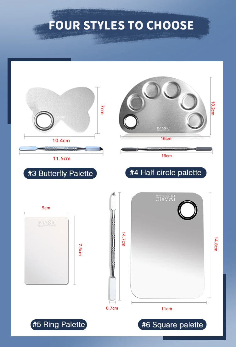 IMAGIC Professional Makeup Palette Tray Mixed Paint Stainless Steel Oil Paint Palette Watercolor Oil Painting Art Makeup Tools