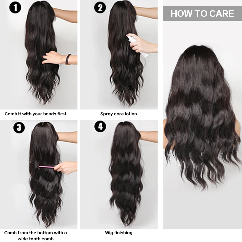 NAMM Costume Wig Synthetic Body Wavy Dark Brown Wig For Women Daily Use High Density Layered Hair Wigs With Fluffy Bangs