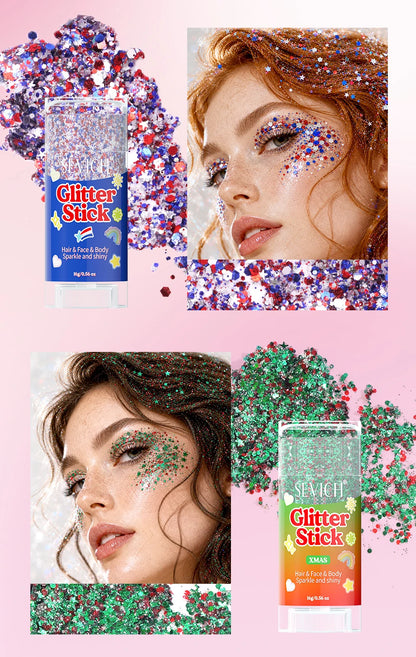 Sparkling Sequins Glitter Gel Stick 8 Colors Sequin Body Glitter Cosmetic Stick Hair Glitter Stick Festival Makeup for Christmas