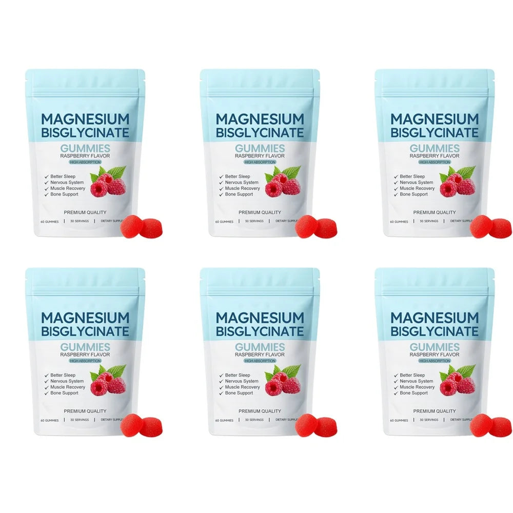 Magnesium Bisglycinate Gummies Support Daily Sleep Quality Help Maintain Nervous System Health Assist Muscle Recovery 60 Gummies