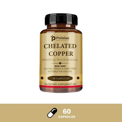 Chelated Copper Capsules - Supports Bone, Skin, and Nervous System Health, Promotes Collagen Synthesis, and Enhances Immunity