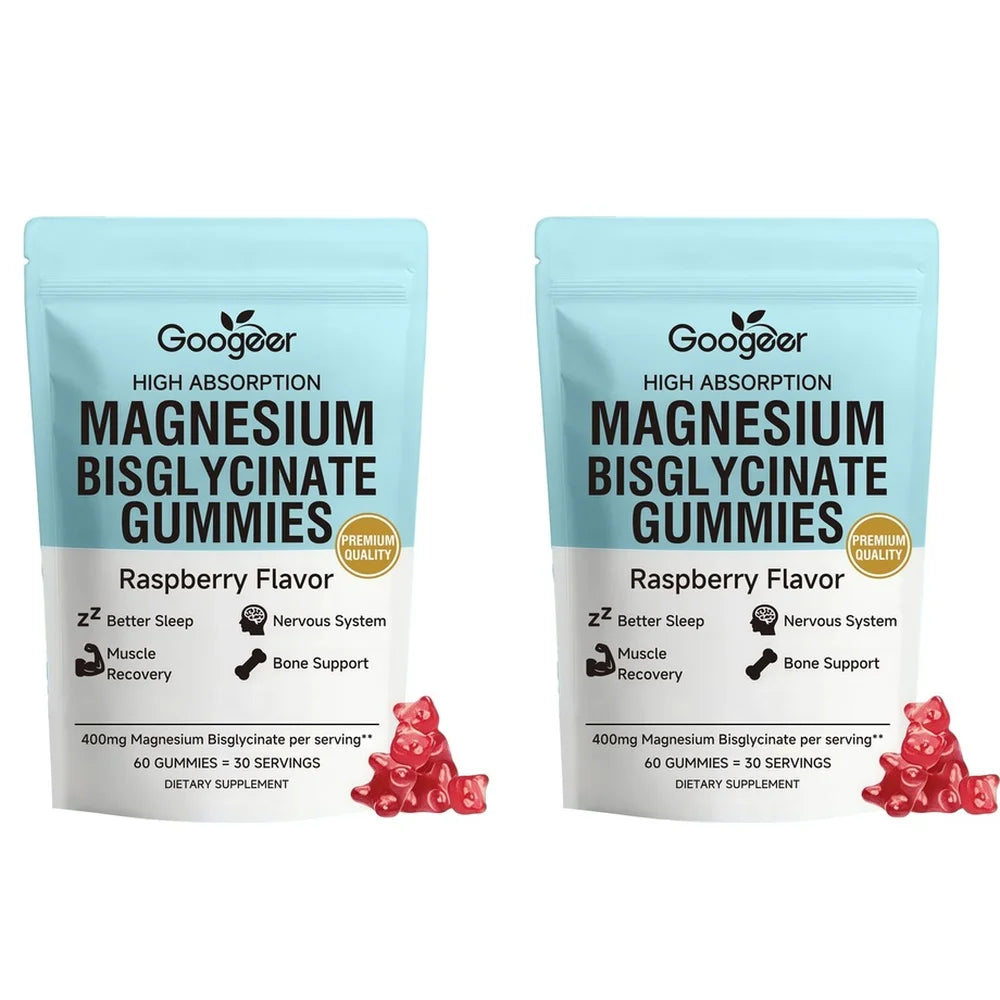 Magnesium Bisglycinate Gummies 400mg, with Vitamin D3 & Zinc, 60 Count, Supports Better Sleep, Muscle Recovery & Nervous System