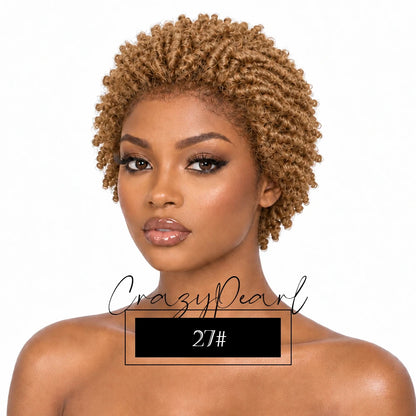 Short Pixie Cut Dreadlocks Wigs Chocolate Brown Afro Twists Dreadlocks Lace Frontal Wig Faux Locs Braided Hair Replacement Wigs