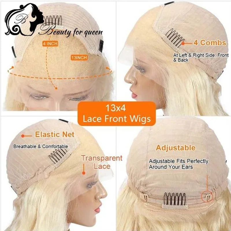Tangerine Orange Body Wave Wig Long Bleached Knots Voluminous Luxe Glue And Go Bold Soft Brazilian Smooth Deep Parting Lustrous