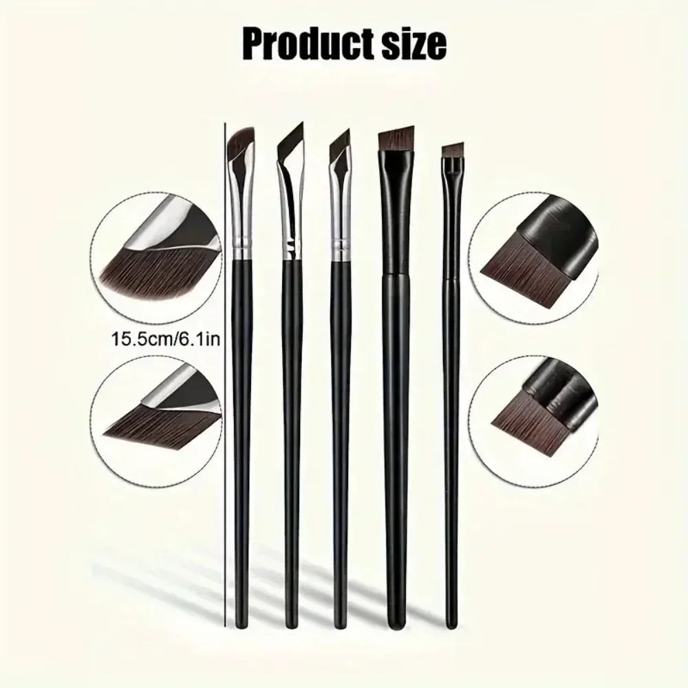 5pcs Precision Eyeliner Brush Set Angled Eyeliner, Eyebrow Brushes With Long Handle For Beginner Make-up Artist Eye Makeup Brush