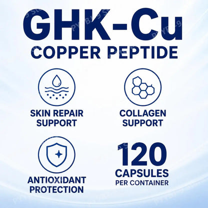 GHK-Cu Copper Peptide Capsules for Skin Repair Support, Collagen Metabolism Support, and Antioxidant Protection - 120 Capsules