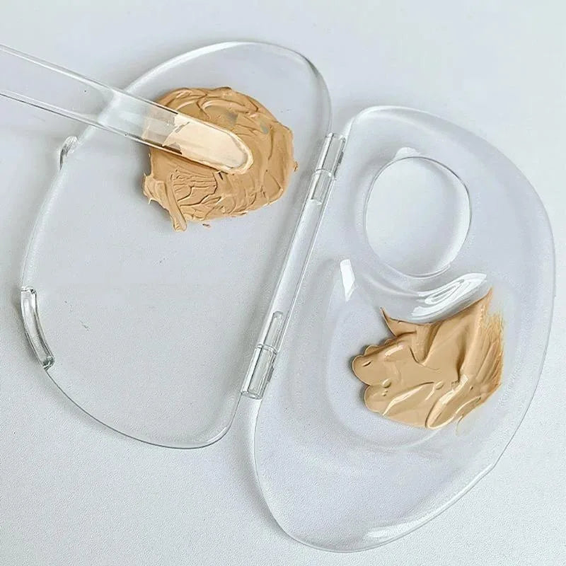 2 Pcs Foldable Liquid Foundation Palette Acrylic Makeup Tool Kit Mixing Cream Rod Set Storage Test Palette Cosmetic Beauty