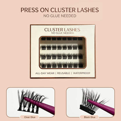 Self Adhesive Cluster Lashes Wide Pre‑glued Tap Natural DIY Eyelash Extension No Glue Need Eyelashes Press On Manga Lashes