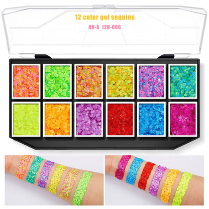 Christmas Sequins Decorative Body Cream Luminous Holographic Multicolor UV Chunky Glitter Gel Paste Palette