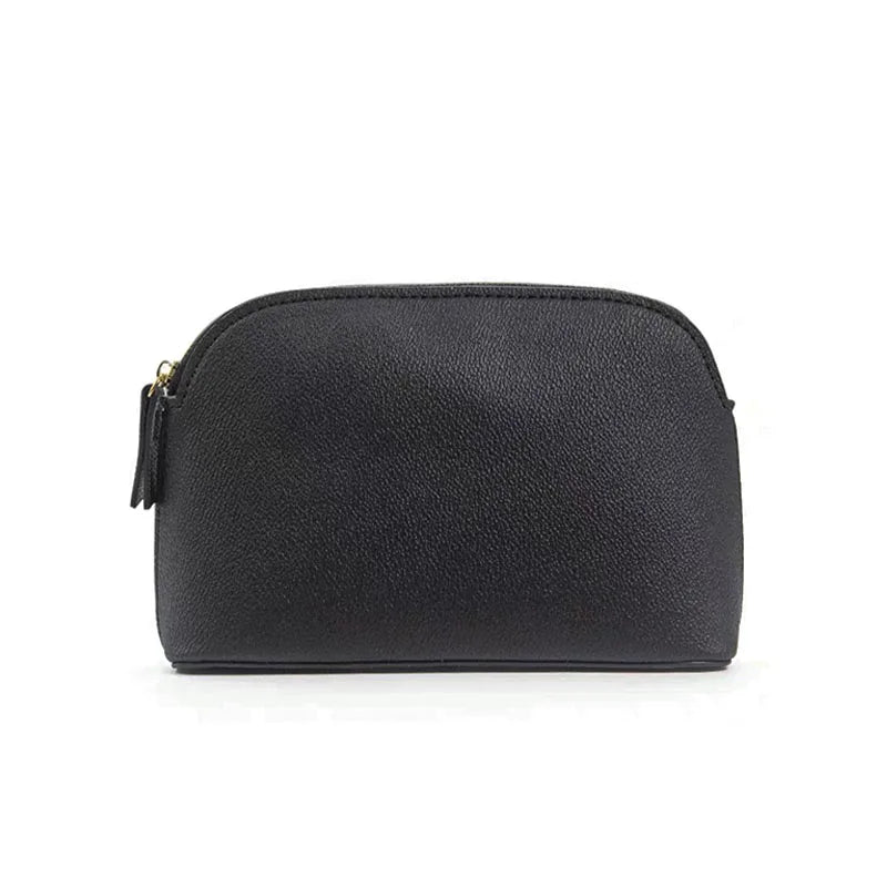 Customized Letters PU Leather Cosmetic Storage Bag Classic Simple Atmosphere Solid Color Make Up Bag Advanced Zipper Wash Bag