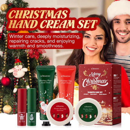 6PCS/Box Christmas gift box, lip balm hand Foot cream set, deeply hydrating lip moisturizer, lip color brighten, gift to women