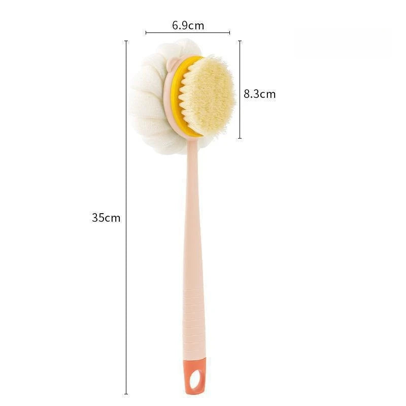Long Handle Bath Brush Double-Sided Scrubbing Shower Towel Back Scraper Detachable Strong Bath Soft Bristle Washing Brush