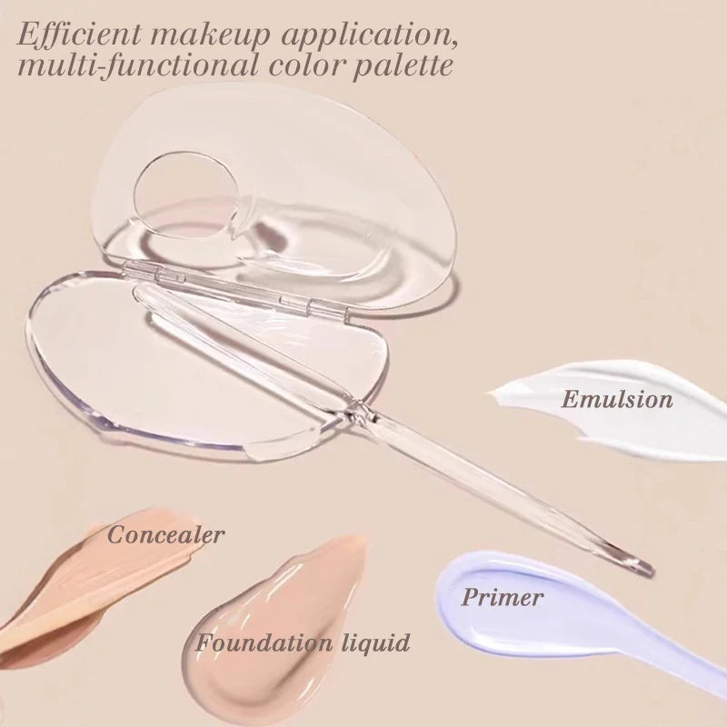 2pcs/set Transparent Makeup Color Palette Foldable Acrylic Liquid Foundation Tray Portable Cosmetic Mixing Scraper Beauty Tools