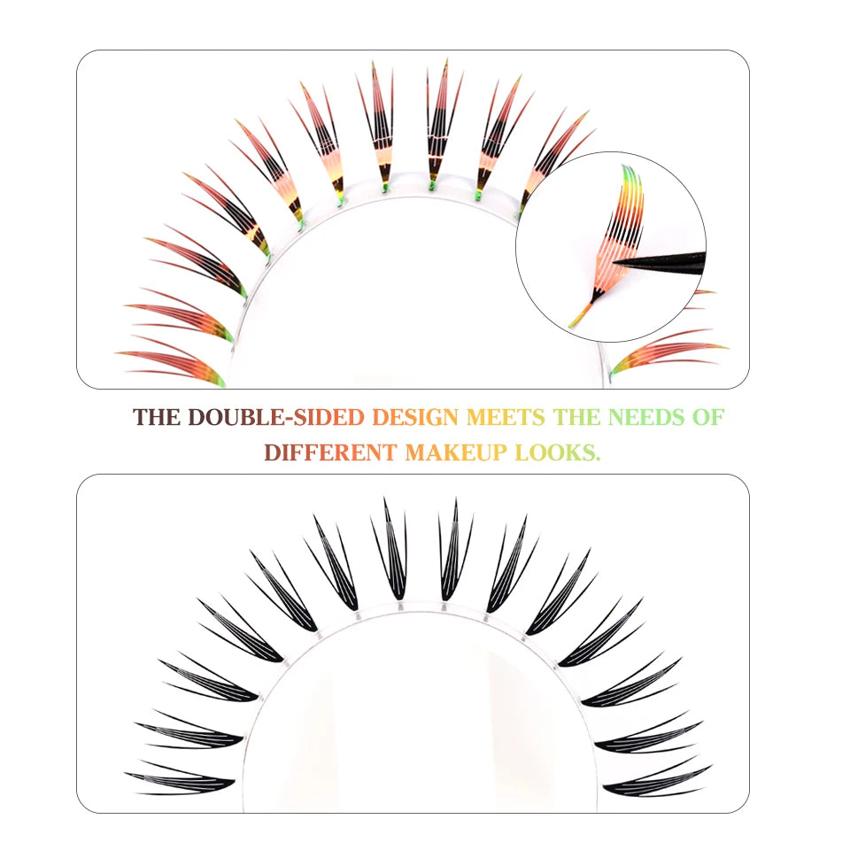AGUUD Color Shiny Comic Spire Lashes Extension Manga Style Holographic Feather Lash Natural Soft Tinsel Anime Lash for Christmas