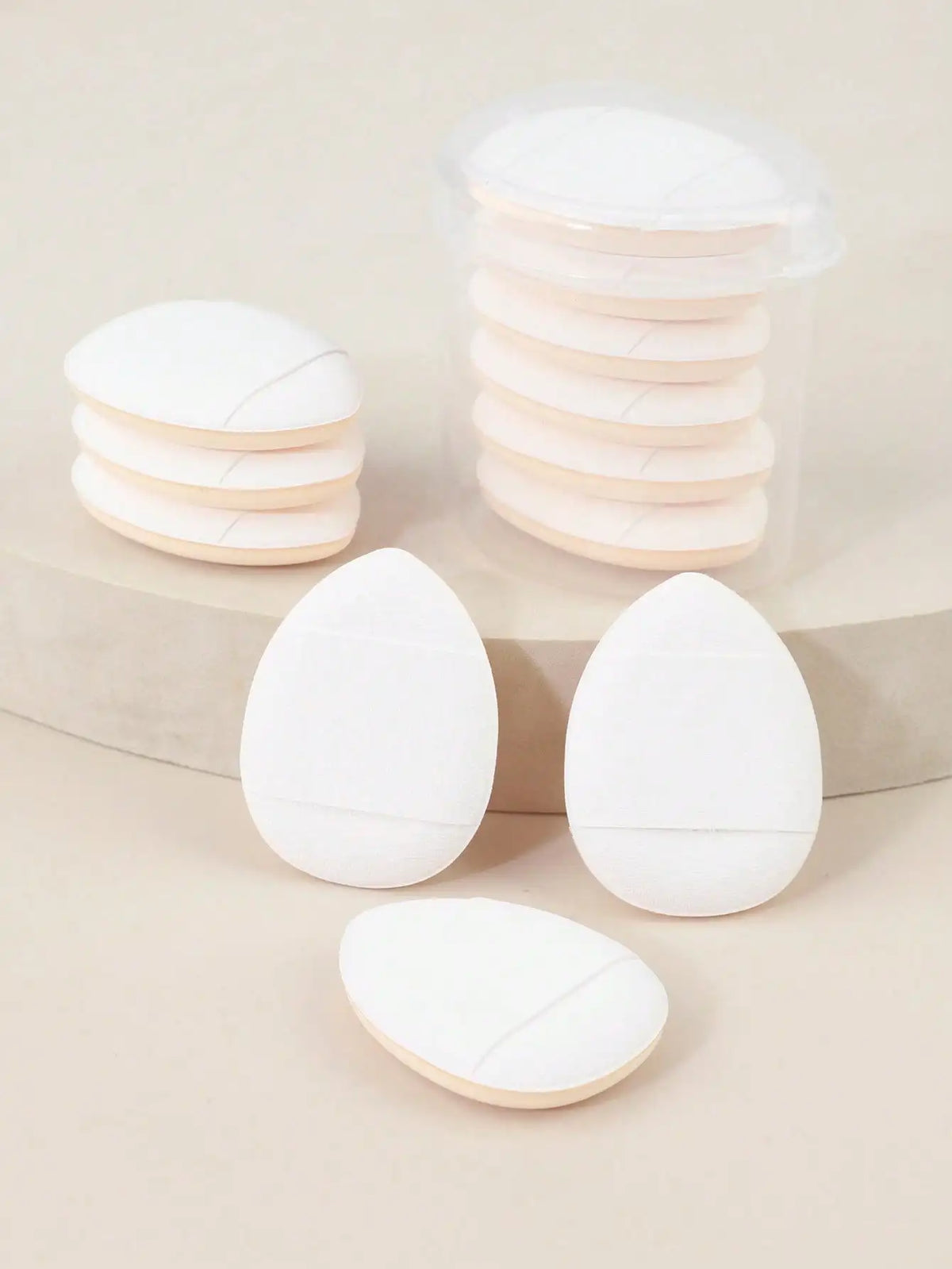 6 Pcs Purple Teardrop Makeup Puff Double Sided Cushion Puff With Storage Box Wet Dry Cosmetic Foundation Sponge
