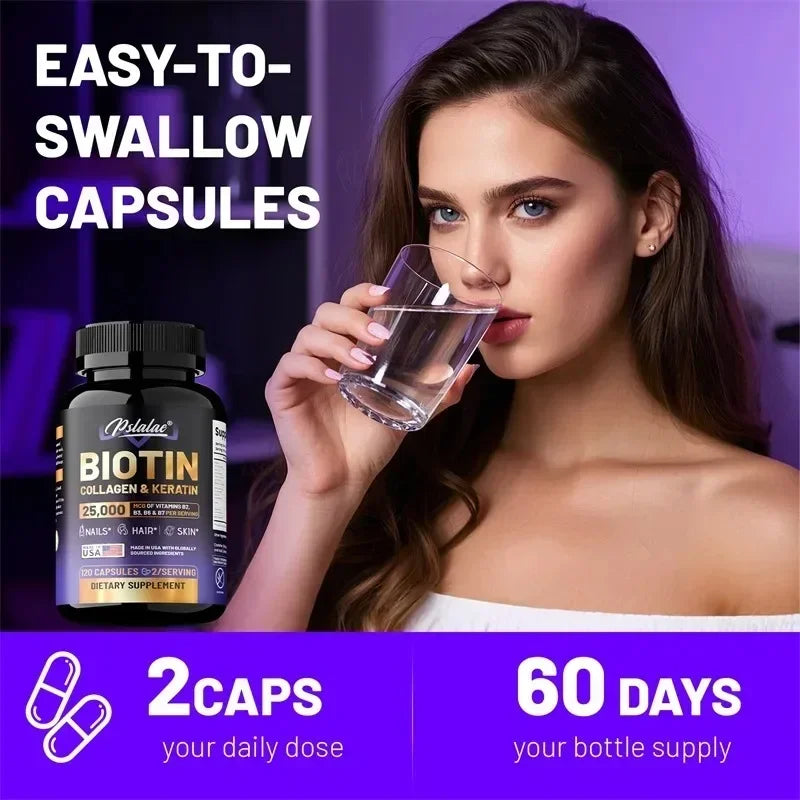 Biotin Collagen Keratin Supplement - Supports Hair & Skin Health, Promotes Collagen Synthesis, Anti-oxidation, Improves EnergySu