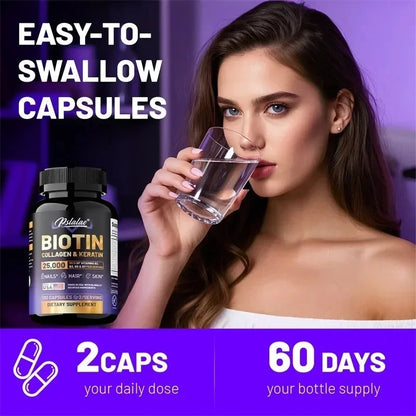 Biotin Collagen Keratin Supplement - Supports Hair & Skin Health, Promotes Collagen Synthesis, Anti-oxidation, Improves EnergySu