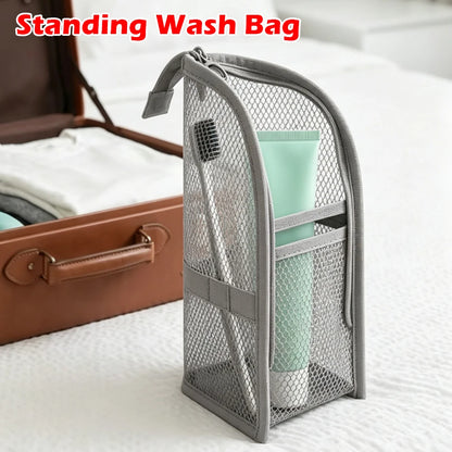 Waterproof Foldable Mesh Toiletry Bag Set for Women Portable Travel Organizer Stand-Up Cosmetic Pouch Bathroom Accessories