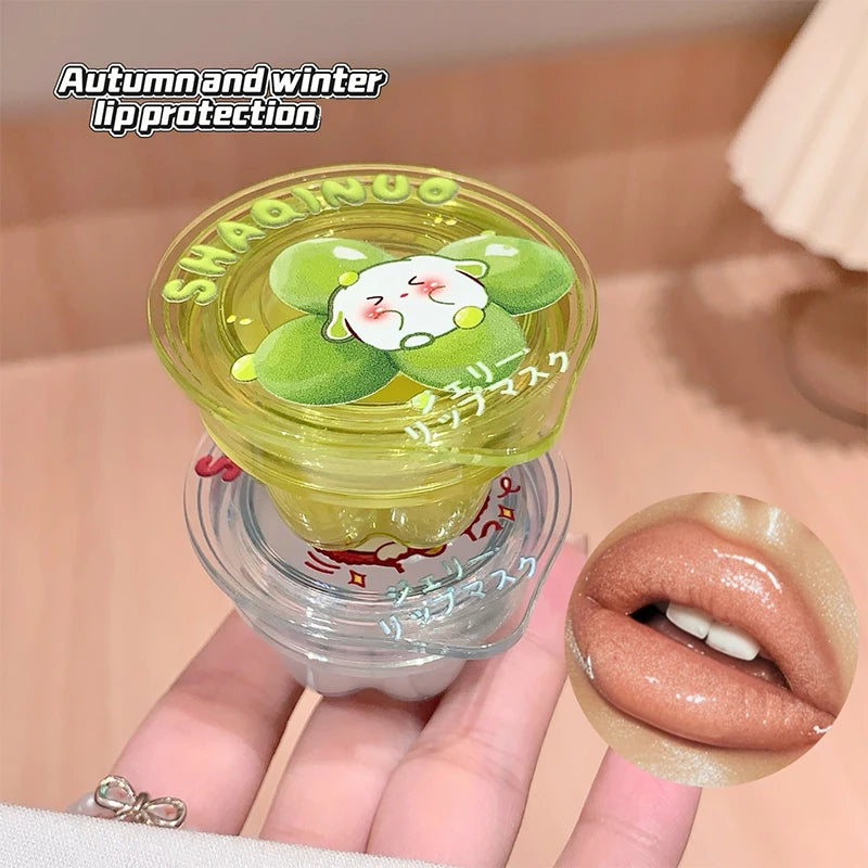 Shaqinuo Jelly Lip Mask Moisturizing and Hydrating Sleep Fruit Lip Balm for Students to Reduce Lip Lines and Prevent Dryness, a Must-Have Christmas Gift for Autumn and Winter.