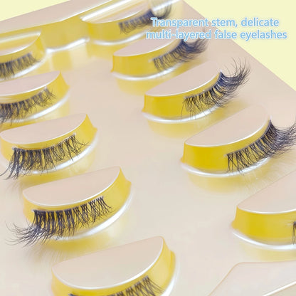 5 Pairs Half Strip Clear Band 3D Slim Cat Eye Mink False Eyelashes For Daily Halloween Christmas Black Friday