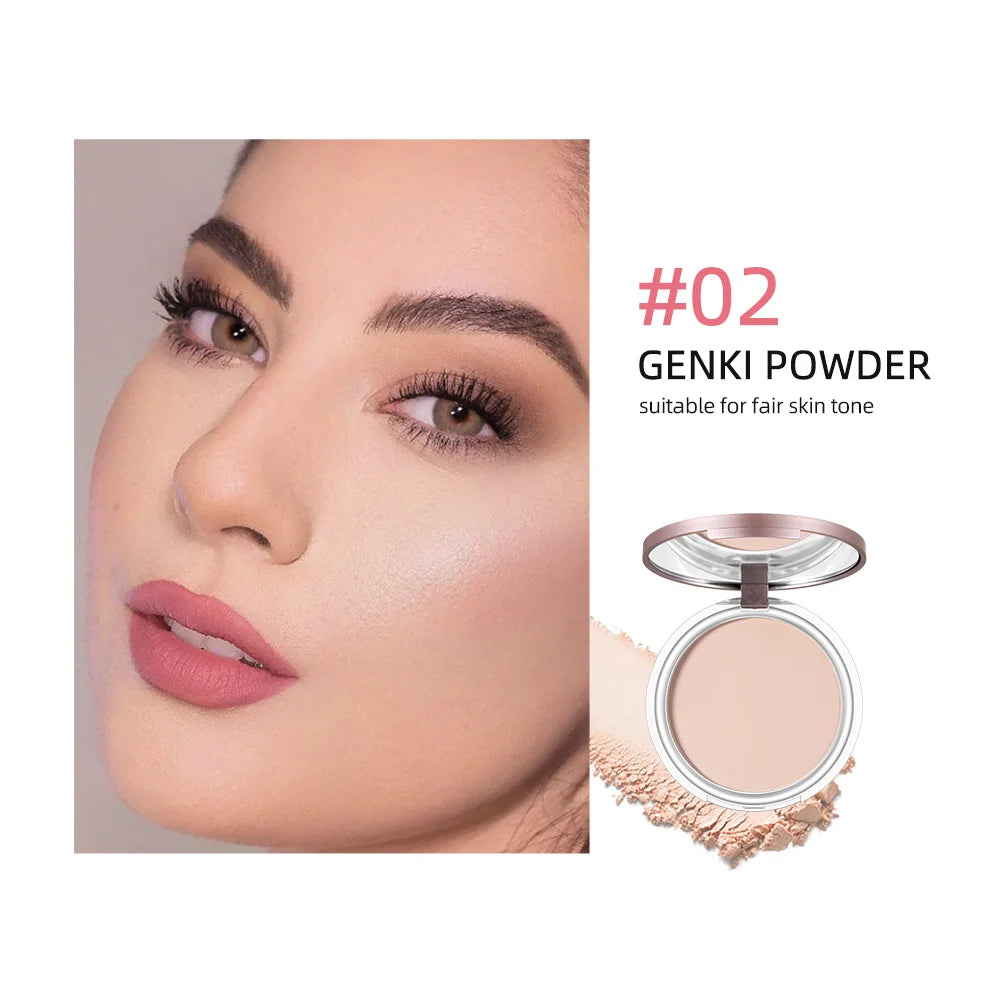 CACE Face Pressed Powder Oil Control Natural Foundation Powder Smooth Finish Concealer Setting Powder Make Up For Women 3 Colors