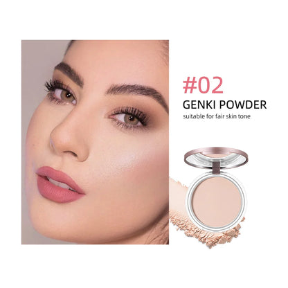 CACE Face Pressed Powder Oil Control Natural Foundation Powder Smooth Finish Concealer Setting Powder Make Up For Women 3 Colors